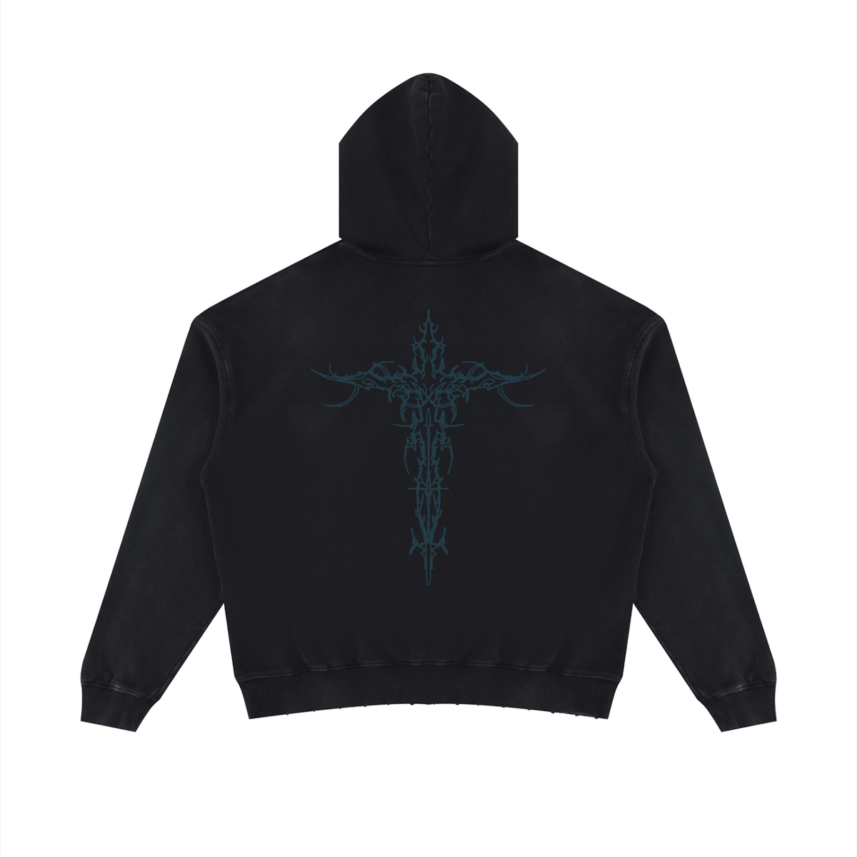 MASS Unisex Mineral Wash Distressed Hoodie