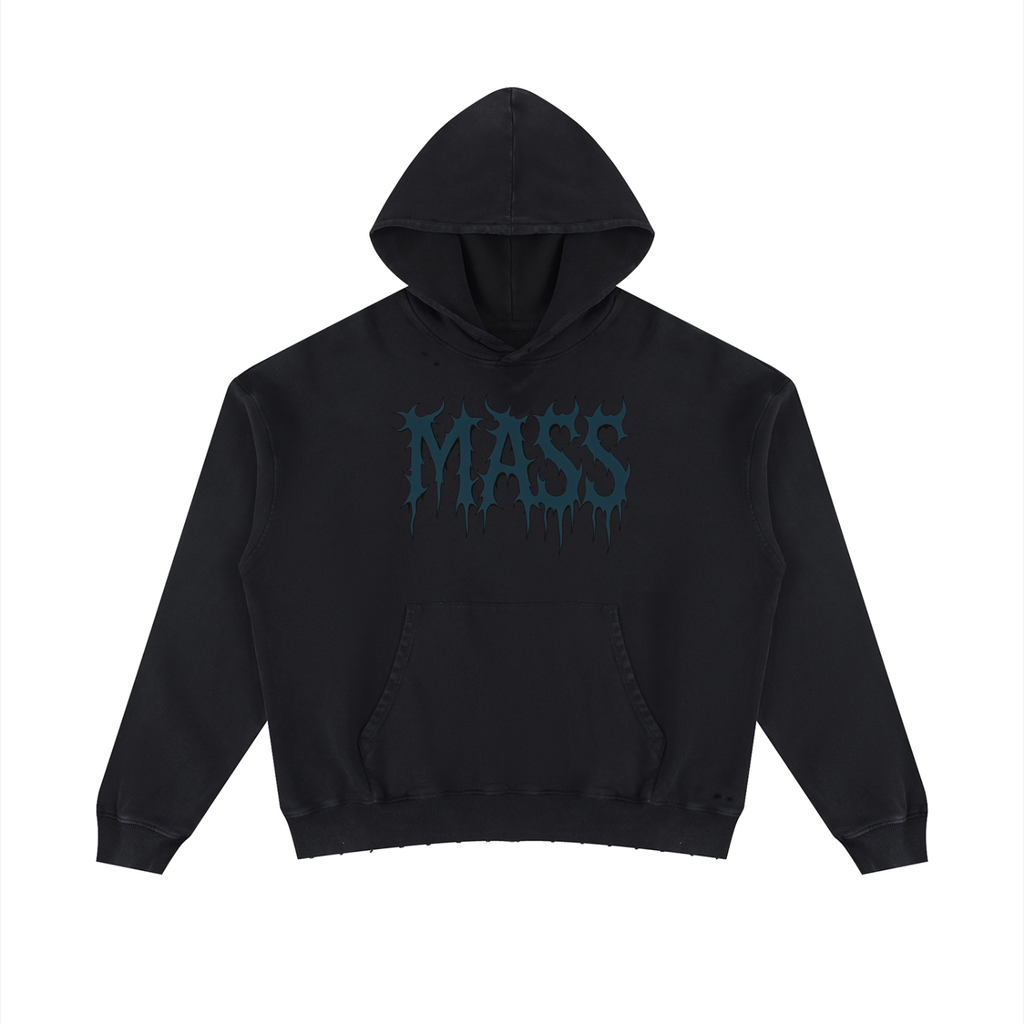 MASS Unisex Mineral Wash Distressed Hoodie