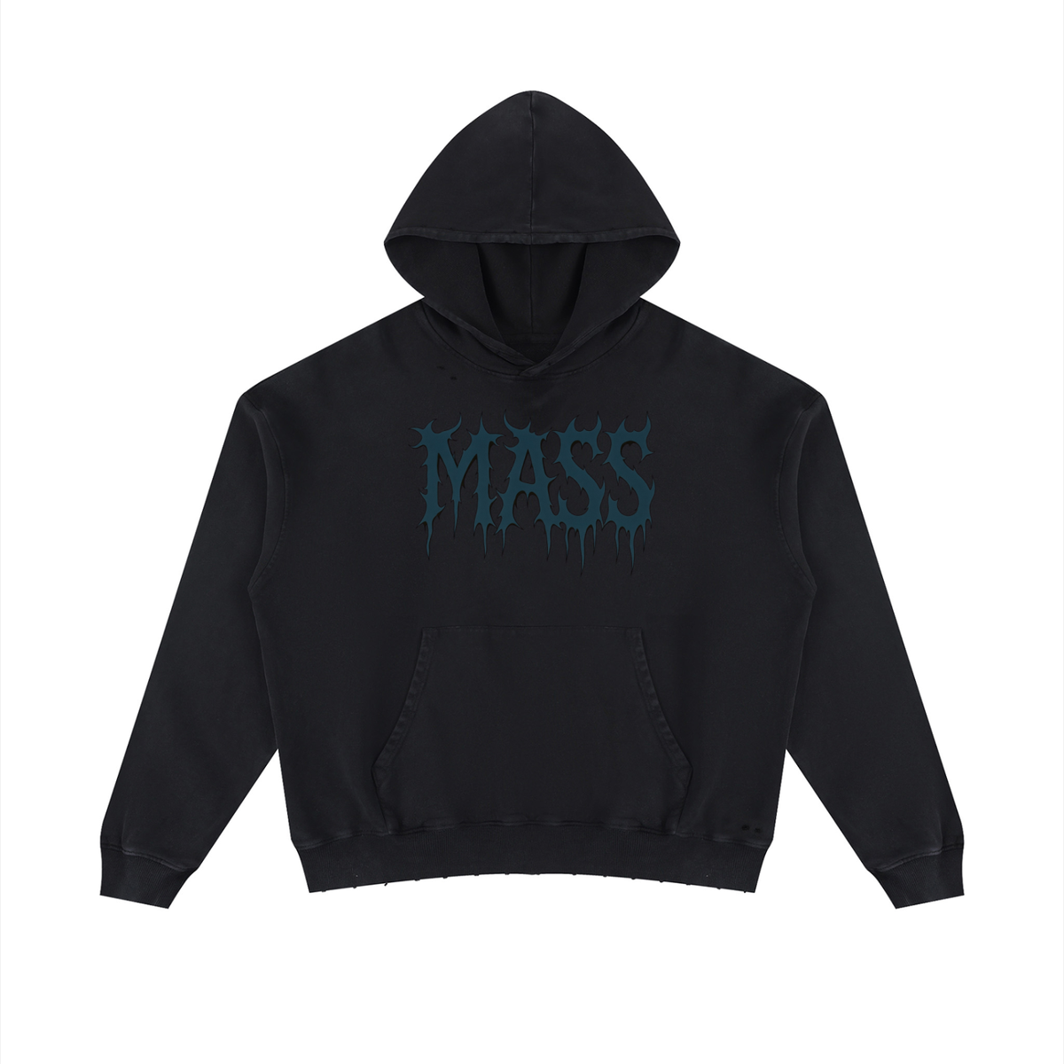 MASS Unisex Mineral Wash Distressed Hoodie